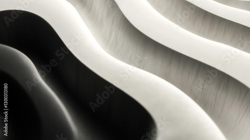 Curved white and black wave texture background for modern design and artistic presentations copy space