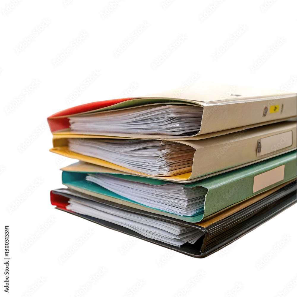 Stack of file folders isolated on transparent background Stack of file folders isolated on transparent background