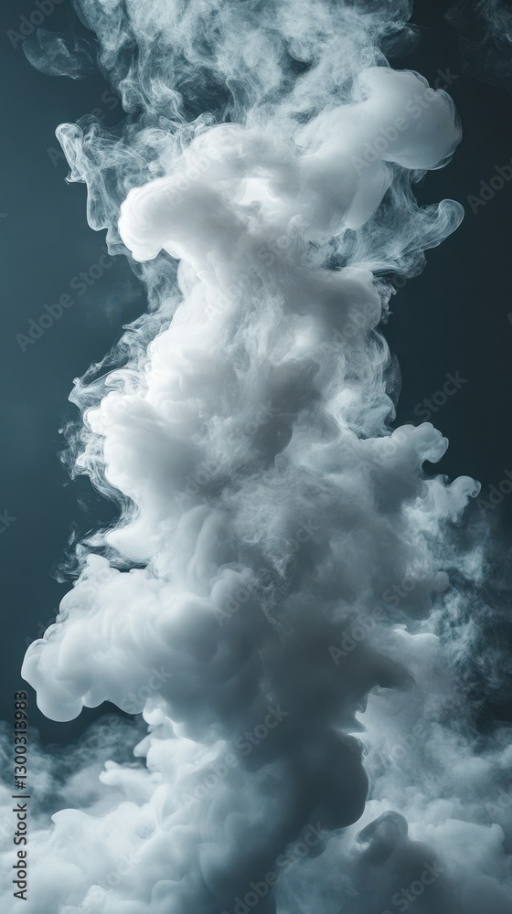 Dynamic white smoke swirling upward against a dark background creating an ethereal atmosphere Dynamic white smoke swirling upward against a dark background creating an ethereal atmosphere