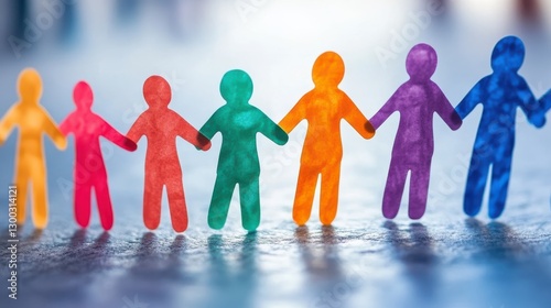 Rainbow paper background with layout of people. Zero discrimination day concept. photo