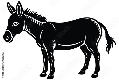 donkey silhouette Vector isolated on white background