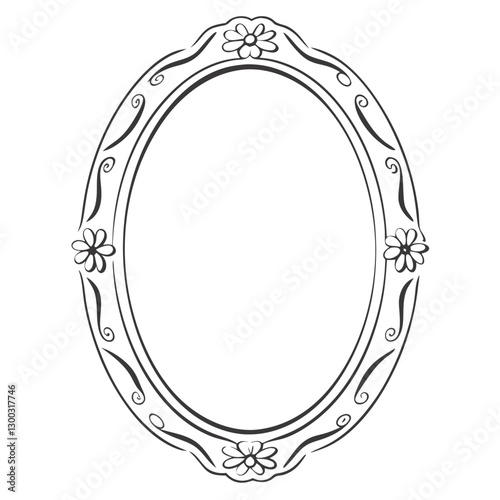 Floral oval decorative frame illustration