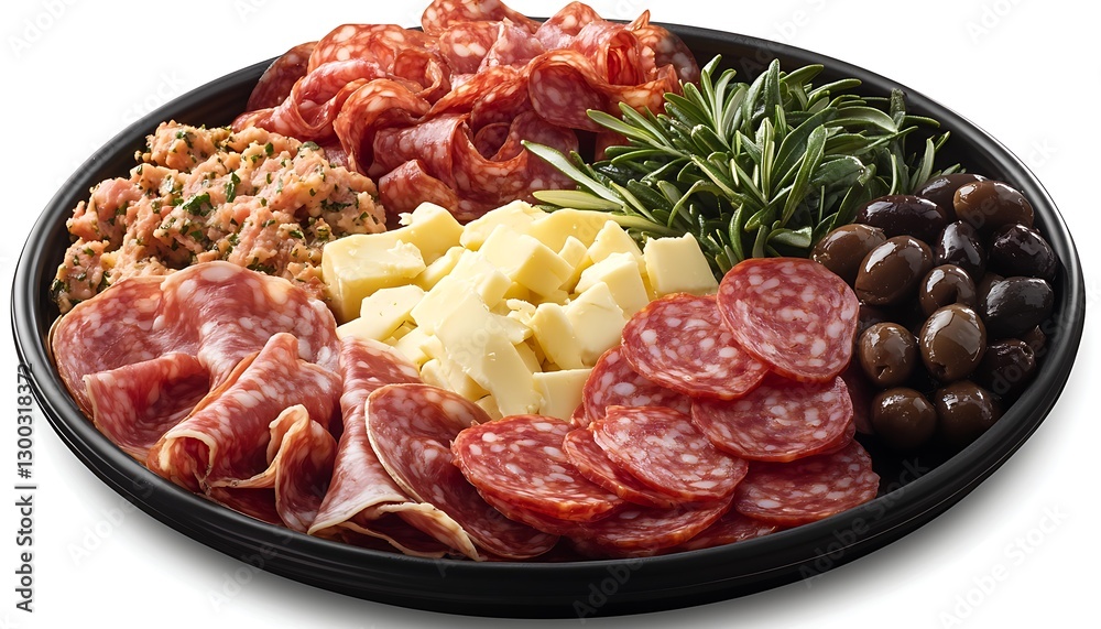 Appetizer tray cured meats, cheese, herbs Appetizer tray cured meats, cheese, herbs