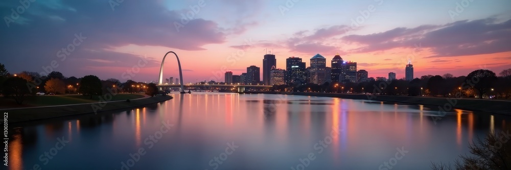 St Louis skyline, blurred river, depth of field, landscape, buildings St Louis skyline, blurred river, depth of field, landscape, buildings