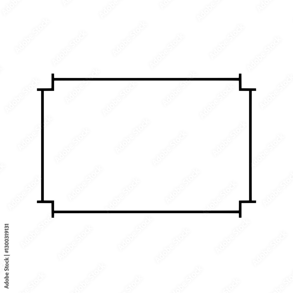 Emblem Frame: A simple rectangular frame with ornamental corner details, suitable for holding text or images, offers a clean, modern, and versatile design. Emblem Frame: A simple rectangular frame with ornamental corner details, suitable for holding text or images, offers a clean, modern, and versatile design.
