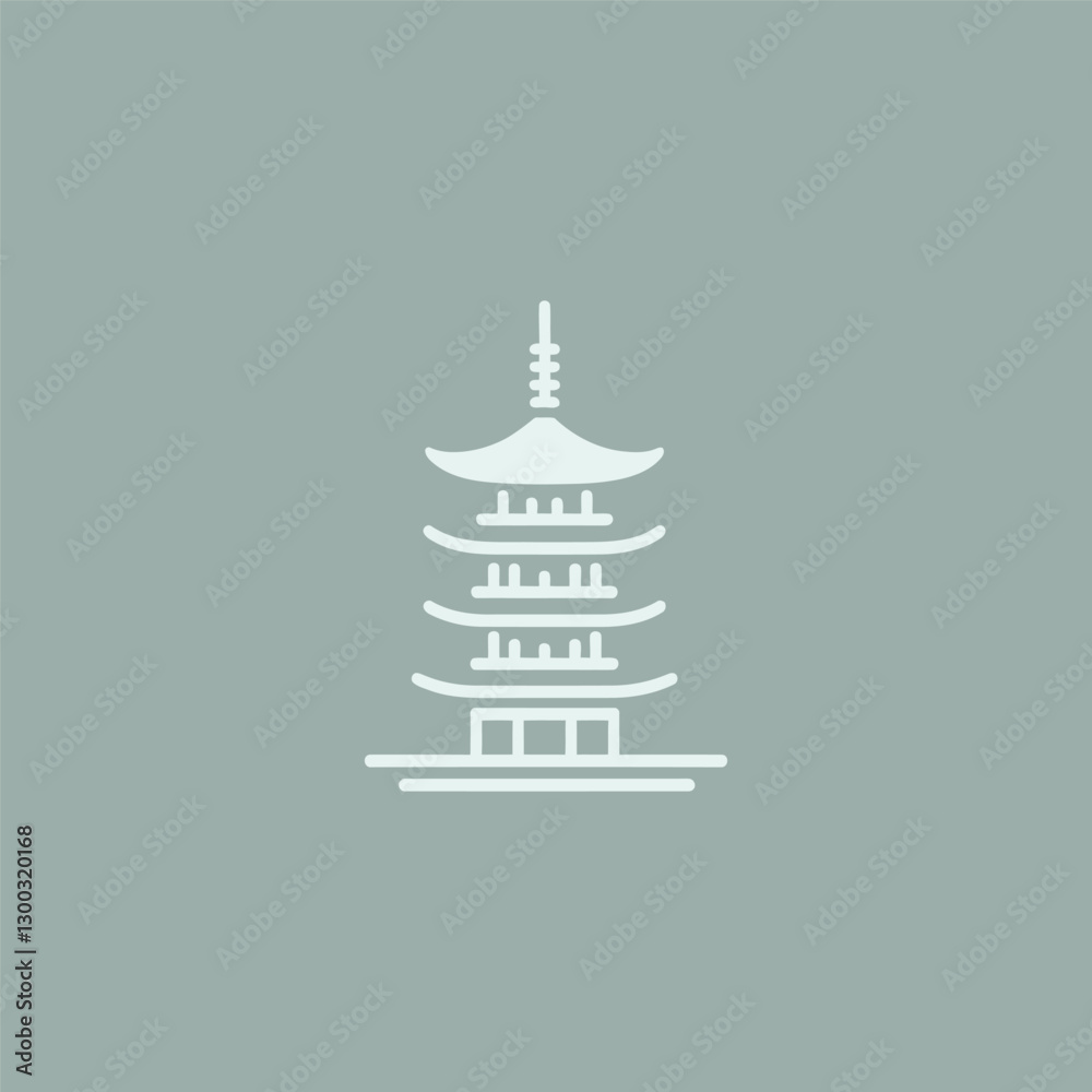 A minimalist pagoda logo embodying peace, spirituality, and harmony.
