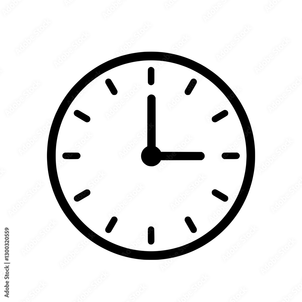 Precision Time: The clean lines of a classic clock, its hands poised at 3 o'clock. A timeless symbol of time management, punctuality, and the value of every moment. Precision Time: The clean lines of a classic clock, its hands poised at 3 o'clock. A timeless symbol of time management, punctuality, and the value of every moment.