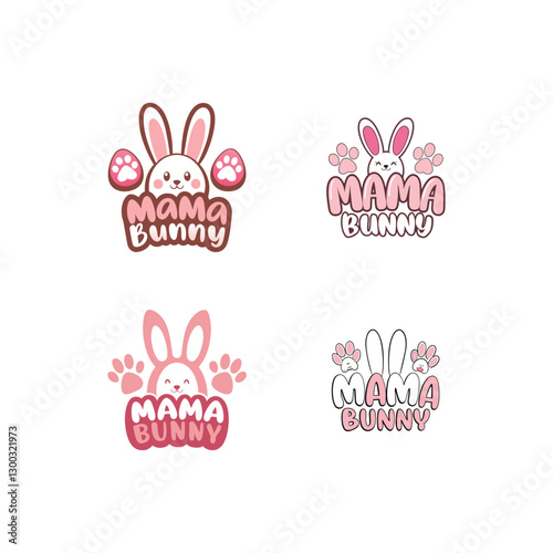 Cute Mama Bunny Easter Vector Illustration