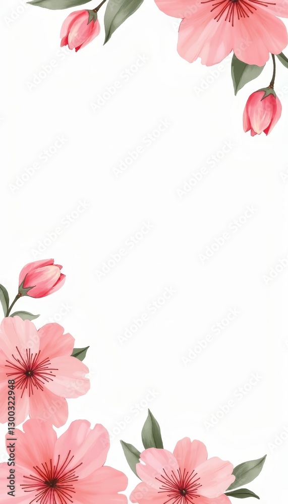 Obraz premium Elegant blush pink watercolor flowers in soft focus, cheerful decor