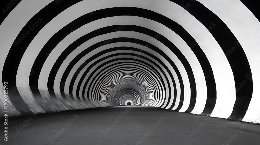 Obraz premium Hypnotic Black White Tunnel Perspective Illusion