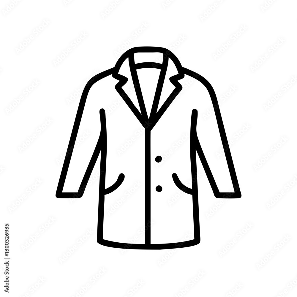 Simple outline illustration of a lab coat Simple outline illustration of a lab coat