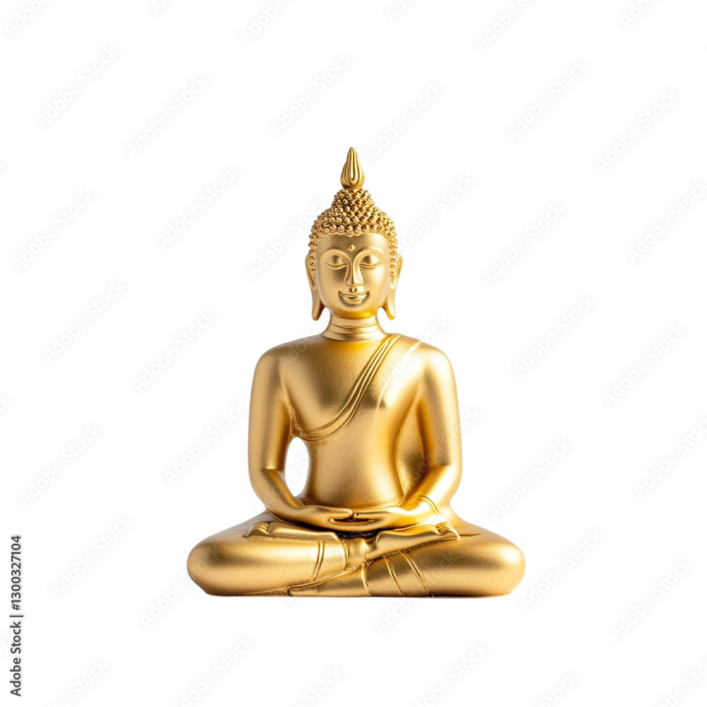 golden Buddha statue in meditation pose, symbolizing peace and tranquility. This serene figure embodies spiritual calmness and mindfulness, perfect for meditation spaces