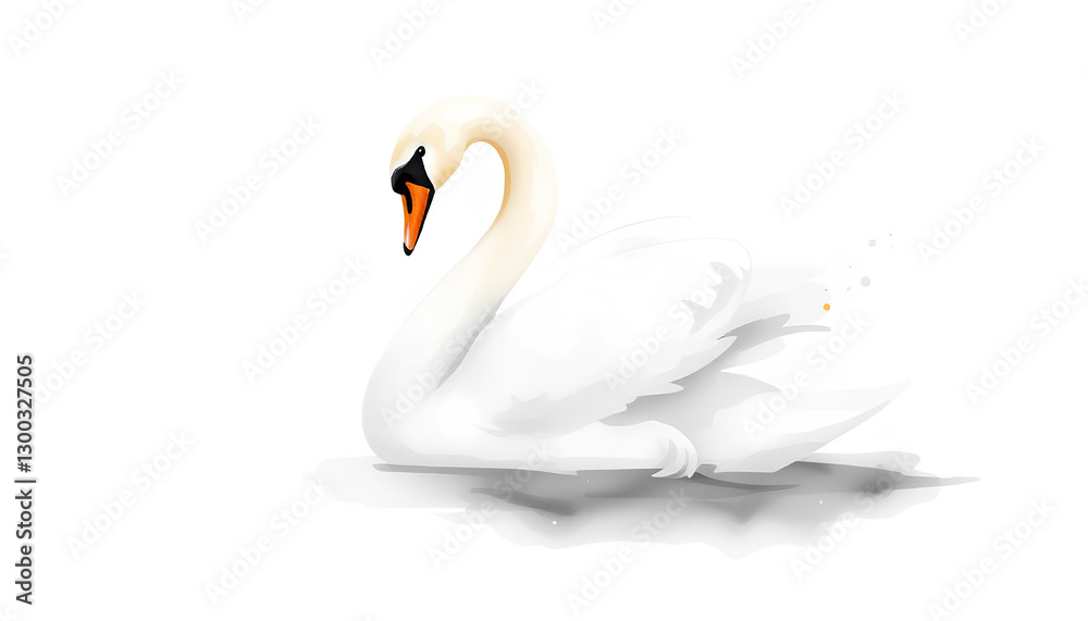 Obraz premium Minimalist Aquarelle Swan with Golden Accents graceful swan painted in a minimalistic watercolor style 2