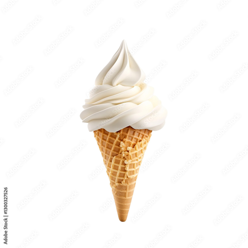 Classic vanilla ice cream cone with creamy swirl on waffle cone, perfect for hot day. Indulge in this delightful treat Classic vanilla ice cream cone with creamy swirl on waffle cone, perfect for hot day. Indulge in this delightful treat