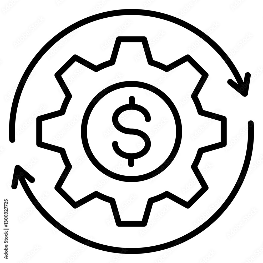Finance Automation Outline Icon Finance Automation Outline Icon