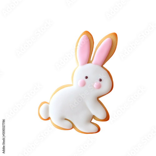 cute hand decorated bunny sugar cookie with pink ears and playful expression, perfect for celebrations and festive occasions
