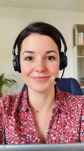 Professional Woman Working Remotely in a Clean Home Office Environment