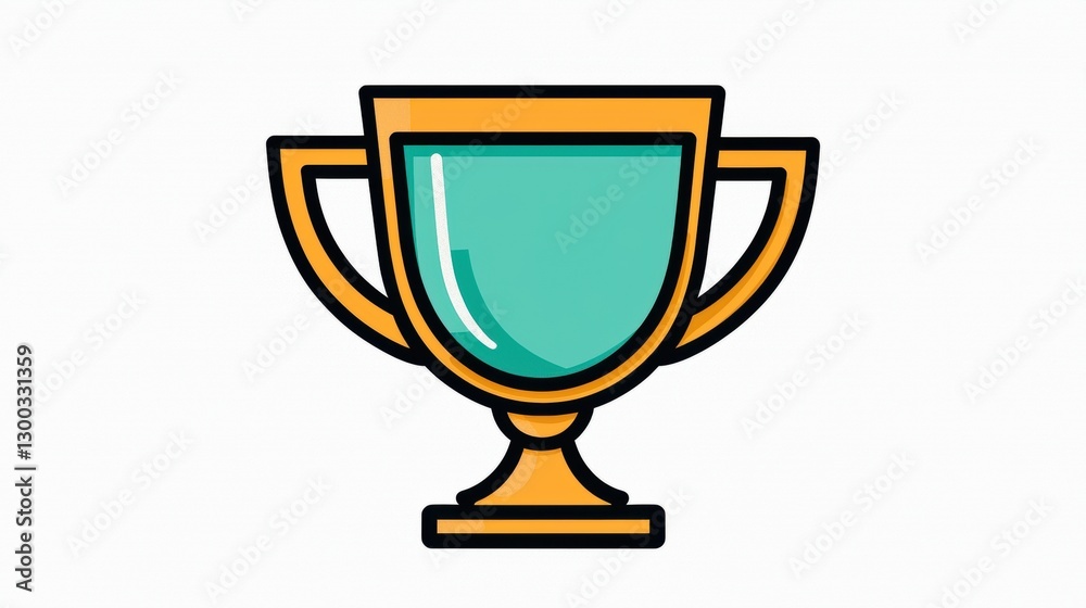 Illustration of a gold and teal trophy. Symbol of victory, success, and achievement. Illustration of a gold and teal trophy. Symbol of victory, success, and achievement.