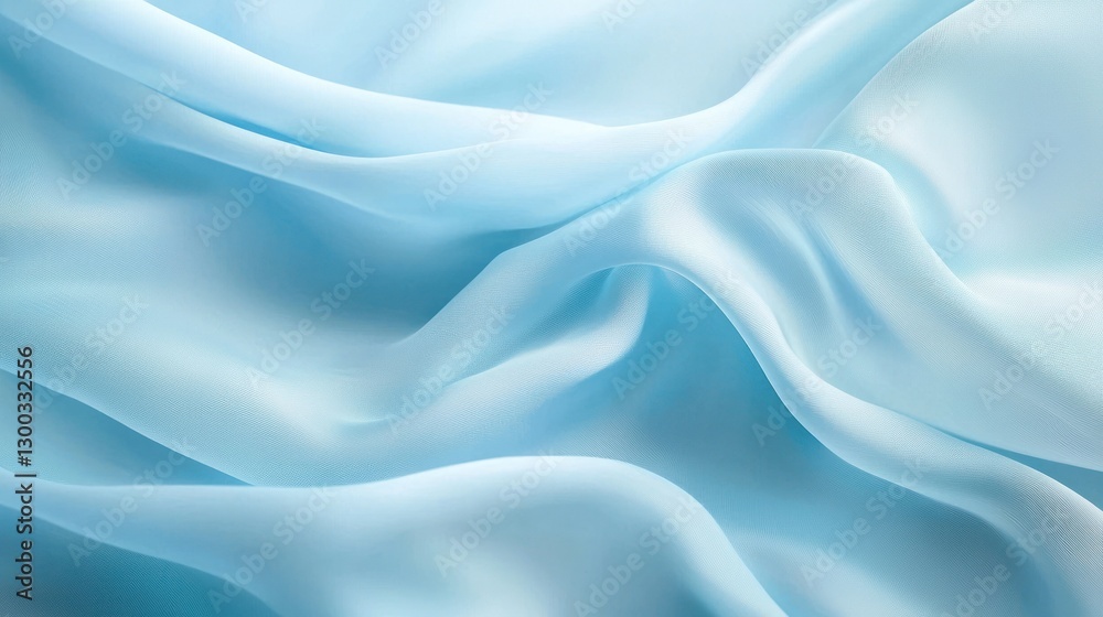 Fototapeta premium Soft Light Blue Fabric Texture with Flowing Drapes and Curves