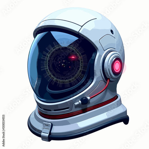 Futuristic astronaut helmet with digital interface and sleek design