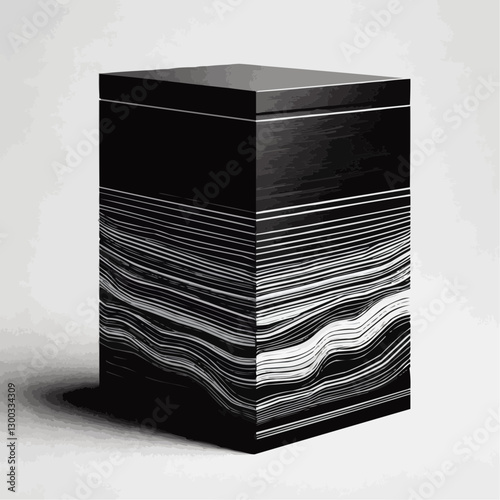 Sleek cremation urn with wave pattern, modern design, elegant memorial art
