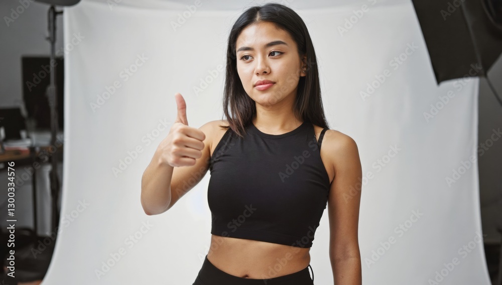Positive gesture portrait setting lifestyle indoor Positive gesture portrait setting lifestyle indoor