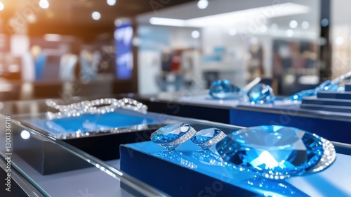 Wallpaper Mural Exquisite blue gemstones display luxury jewelry showroom product showcase elegant environment close-up view opulence concept Torontodigital.ca