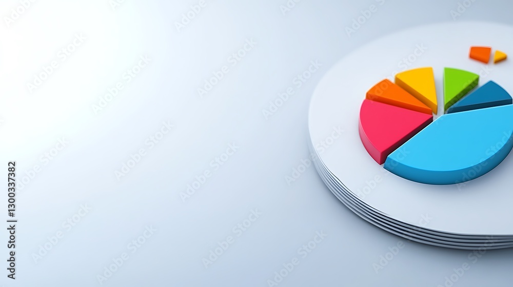 Fototapeta premium Modern Business Presentation with Pie Chart on Clean White Background