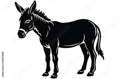 Donkey vector black silhouette illustration