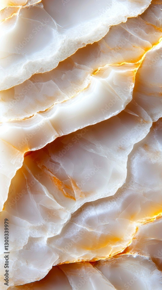 Elegant Layers of Creamy White Onyx Stone Texture Background with Golden Veins and Natural Patterns Elegant Layers of Creamy White Onyx Stone Texture Background with Golden Veins and Natural Patterns