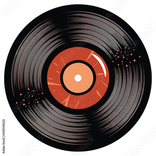 A close-up shot revealing the textured surface of a scratched vinyl record, highlighting the grooves and imperfections.  Focus on the detail of the scratches.