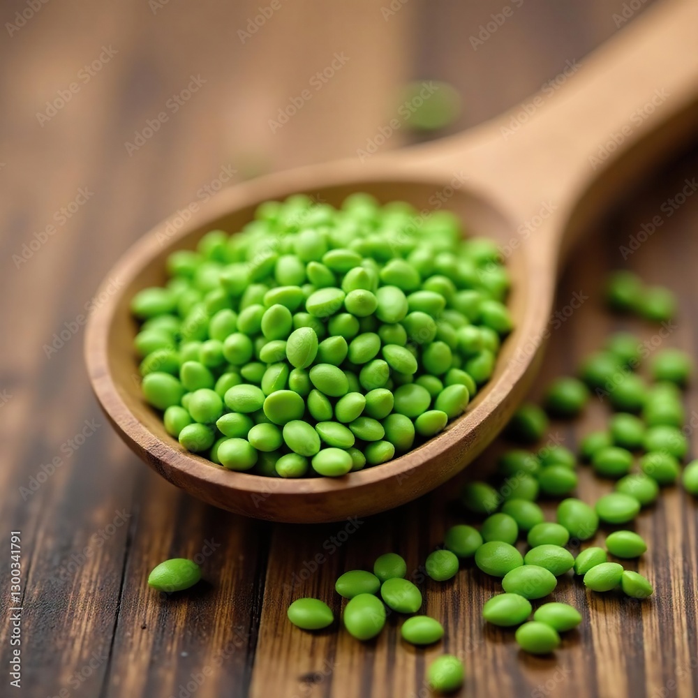 Fresh green jojoba seeds on a wooden background, green, wood, monochromatic