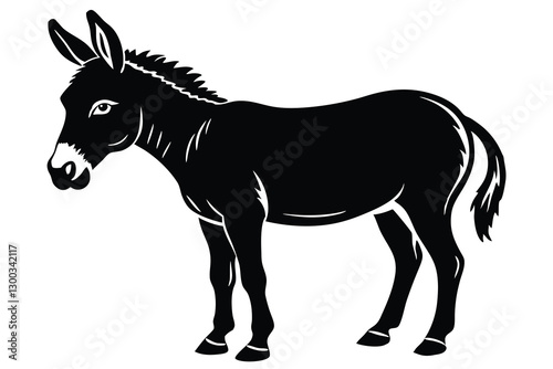 Vector flat donkey silhouette isolated on white background