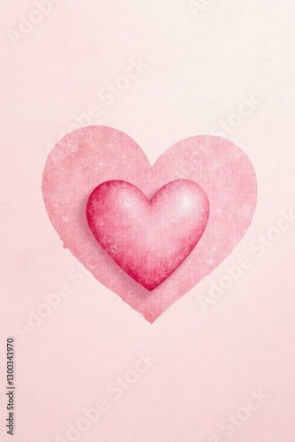 Pink Watercolor Heart with a Smaller Heart Inside, Representing Love and Affection