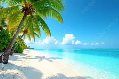 White sand, crystal clear water, swaying palms, travel, lush, palm trees