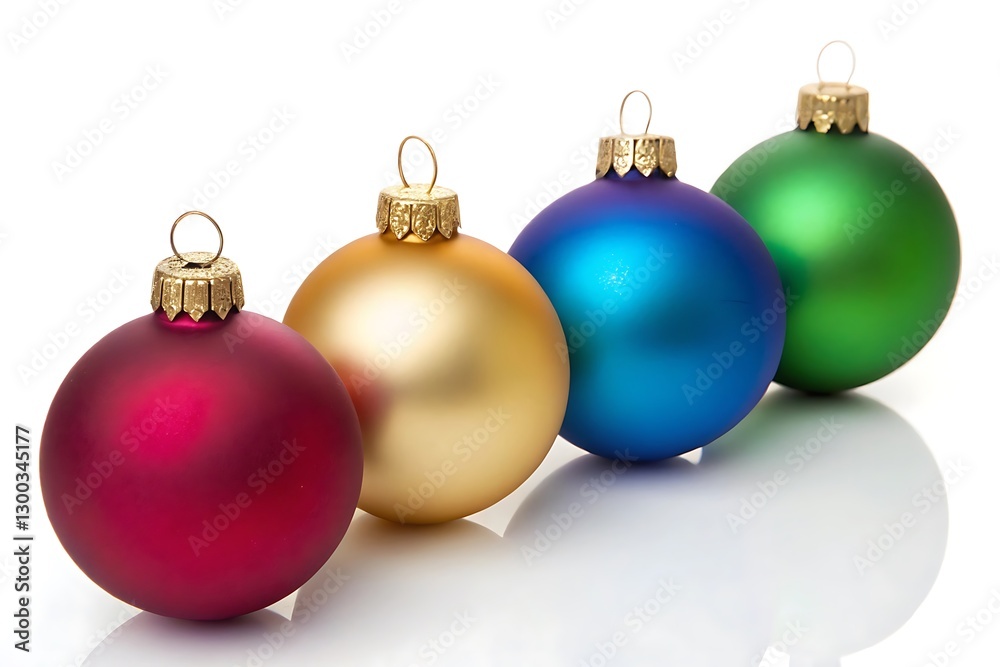 Four colorful Christmas baubles in a row Four colorful Christmas baubles in a row