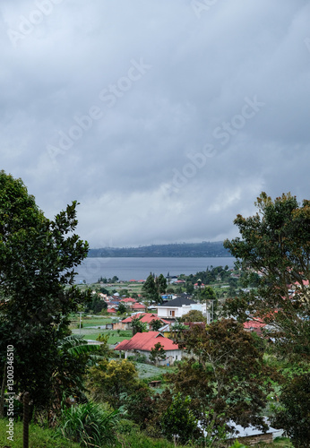 Beautiful village near Diatas Lake, Alahan Panjang, West Sumatera, Indonesia. photo