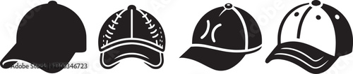 Baseball cap icon. Baseball hat. Vector set . Flat  silhouette. design.