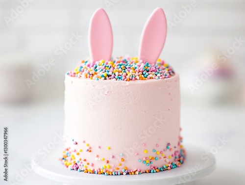 easter cake bunny ears pastel pink festive dessert