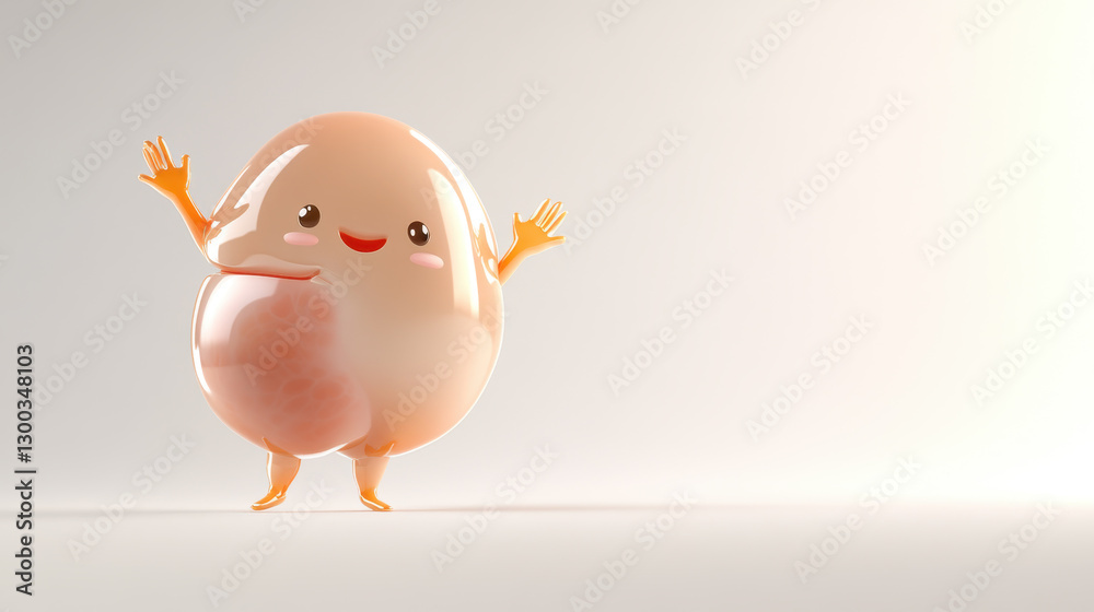 Cute Blob Character with Happy Expression Cute Blob Character with Happy Expression