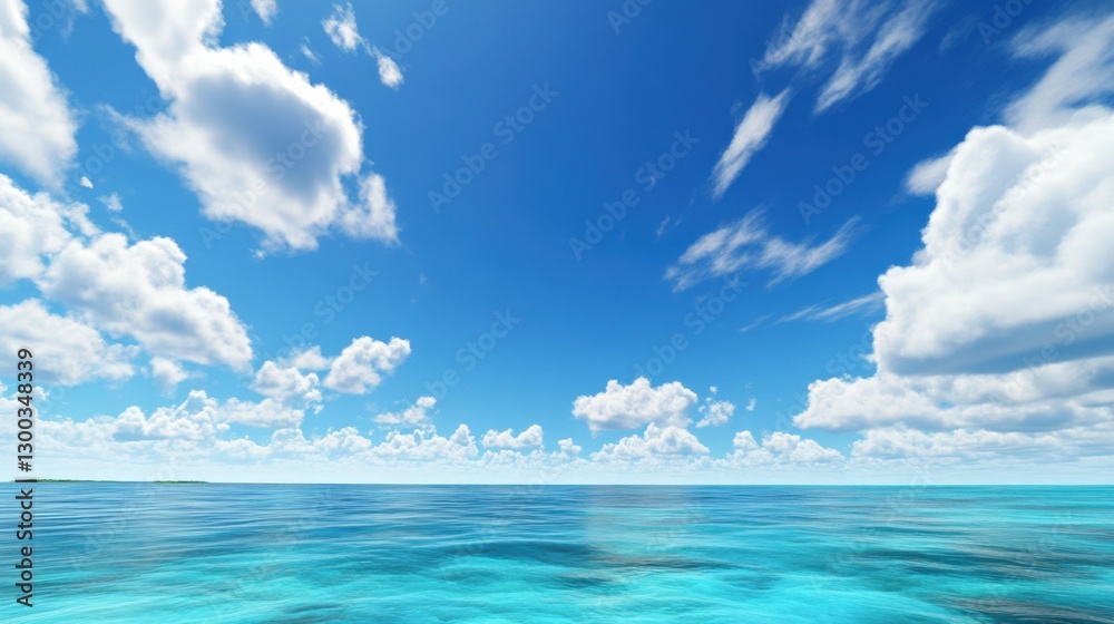 Fototapeta premium Calm ocean waves tropical paradise nature scene bright day panoramic view serenity and tranquility