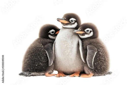 penguins chicks Isolated on white background.