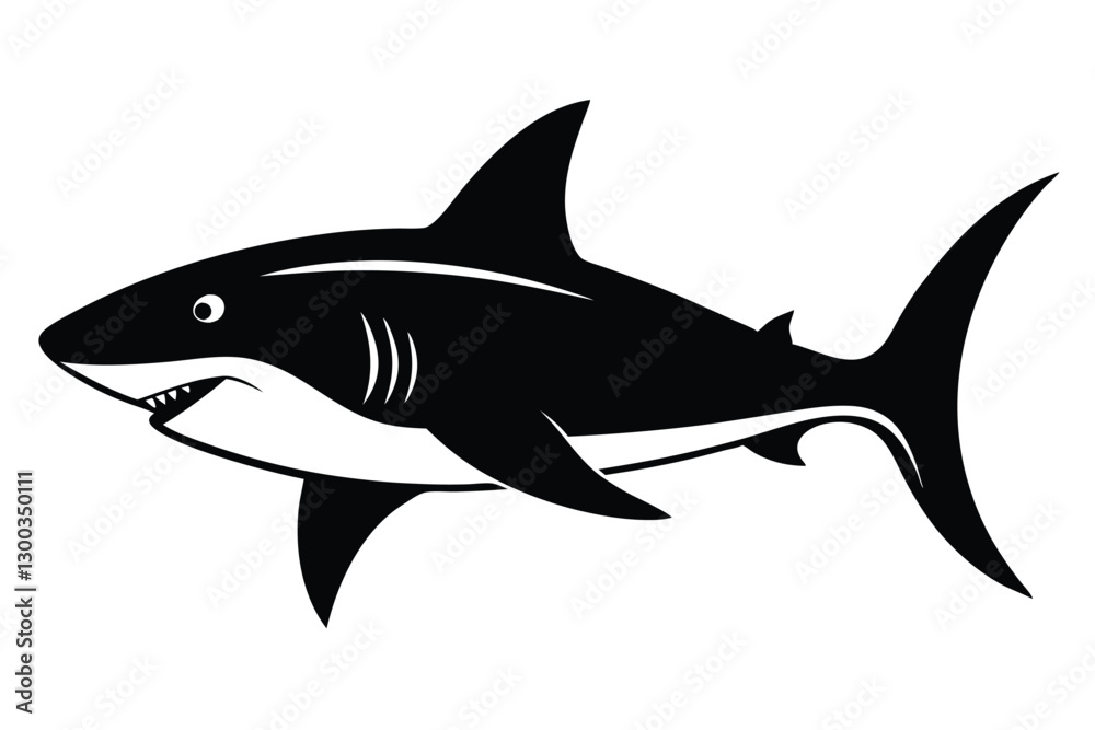 black and white illustration shark vector black and white illustration shark vector