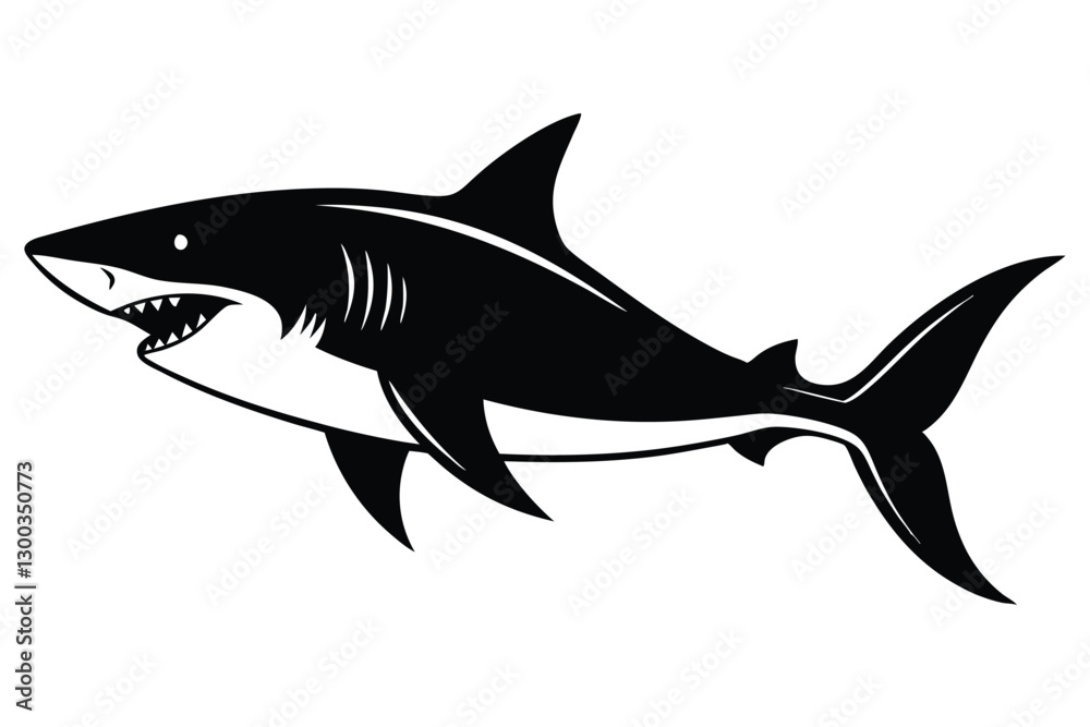 black and white illustration shark vector black and white illustration shark vector