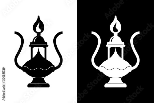 Crisp Burner Lamp Silhouette Icon High-Resolution Vector File.