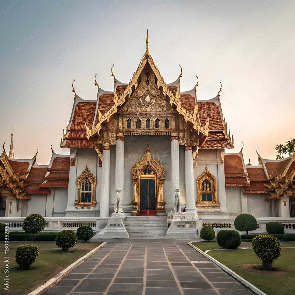 Wat Benchamabophit, also known as the Marble Temple in Bangkok, Thailand, Wat Benchamabophit, also known as the Marble Temple in Bangkok, Thailand,