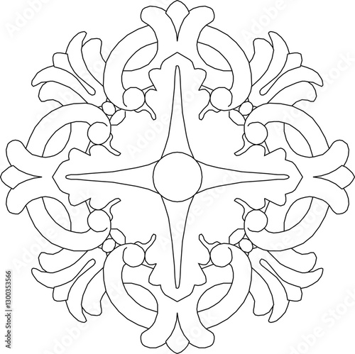 sketch vector silhouette illustration carving ornament decoration floral background pattern seamless abstract modern classic vintage