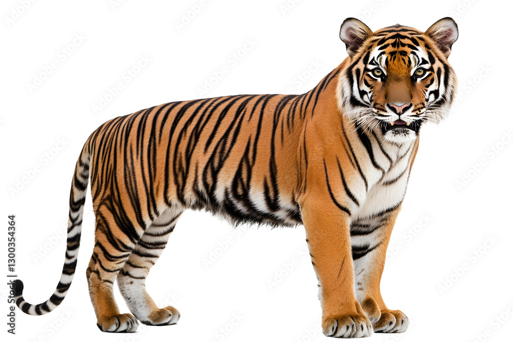 Naklejka premium Whole tiger standing Isolated on white background.