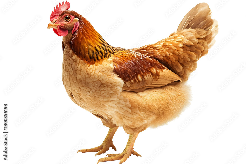 Fototapeta premium whole brown chicken standing Isolated on white background.