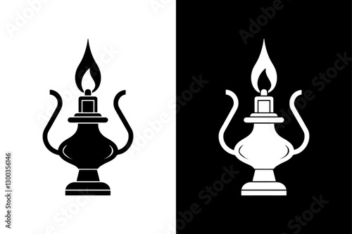 Vintage Burner Lamp Silhouette Clean Vector for Web & Print.